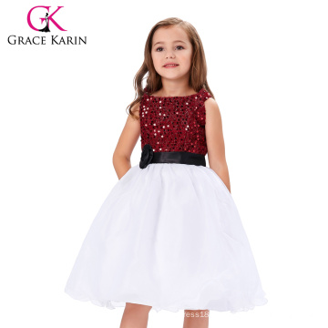 Grace Karin 2016 sin mangas de flores de lentejuelas niña princesa de dama de honor vestido de fiesta de la fiesta de baile CL008934-1